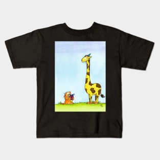 Giraffe Birthday with cat Kids T-Shirt